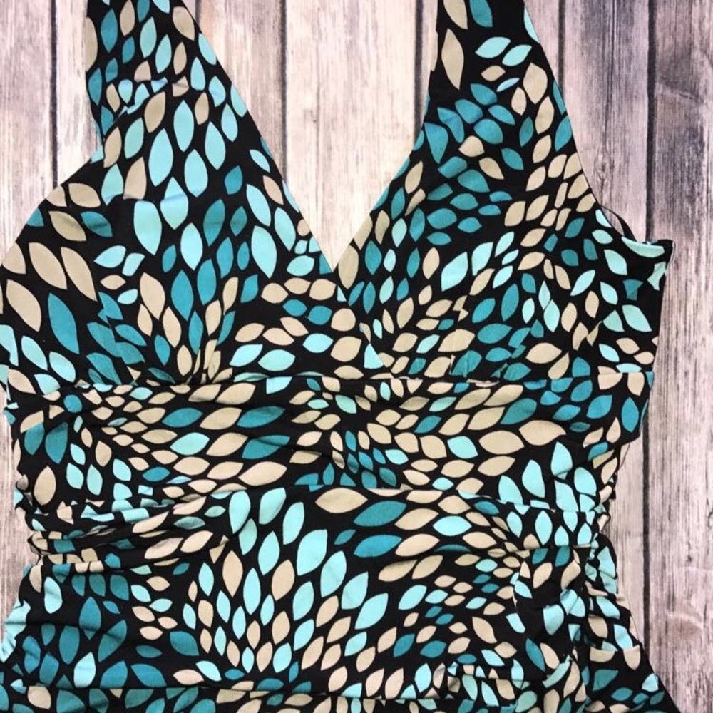 Candies halter dress brown Teal Aqua tan